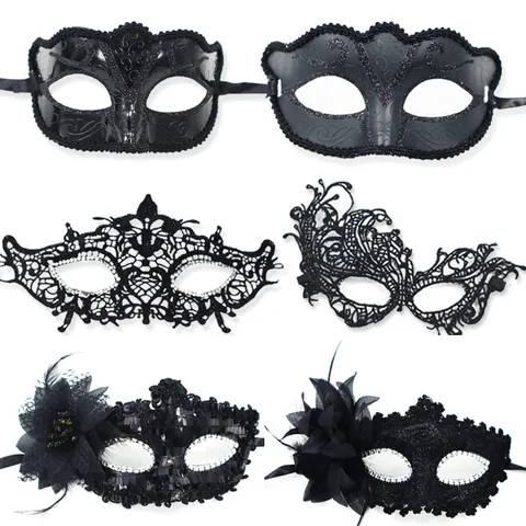 Vintage Plástico Encaje Pluma Mascarada Máscara Mujeres Lujo Lentejuelas Strass Antifaz Halloween Carnaval Fiesta Accesorio