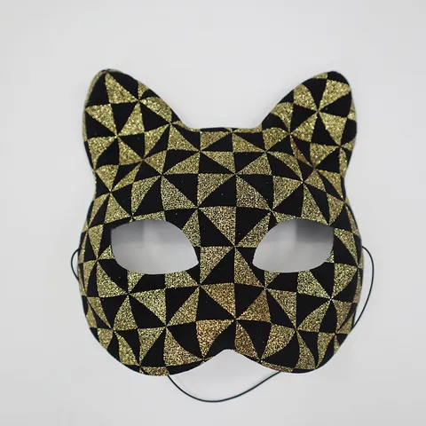 Masque Demi Visage Chat Pailleté Géométrique Sexy Pour Mascarade Halloween Fête Bal Carnaval Accessoires de Cosplay