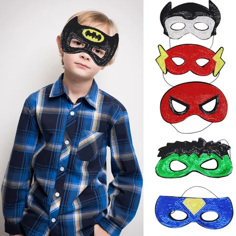 Máscara de Fiesta de Lentejuelas Brillantes para Niños Máscara de Ojos para el Día del Niño Disfraz Cosplay Cumpleaños Escenario Actuación Accesorios de Baile Estilo Superhéroe