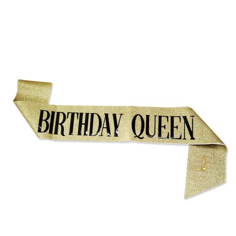 Glitter Birthday Girl Queen Sash Celebration Party Satin Polyester Ribbon Sashes Prop Decor For Women Birthday Party Event