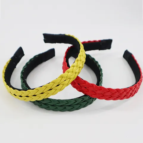 Zoete Gevlochten Leren Haarbanden Voor Dames Fris Eenvoudig Geruit Twist Patroon Mode Antislip Effen Kleur Haarbanden Haaraccessoires