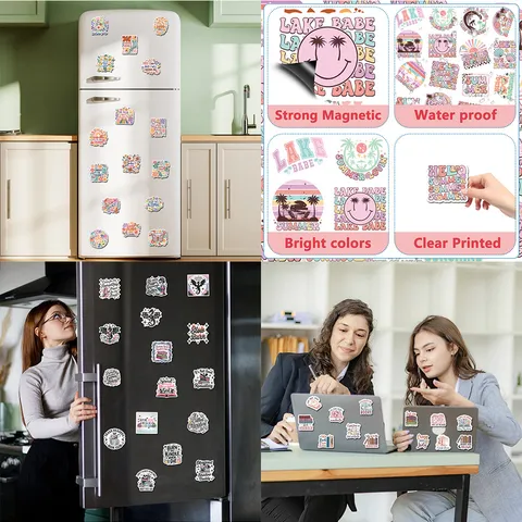 Decorative Refrigerator Magnets PVC Waterproof Motivational Quotes Floral Design Cabinet Stickers Home Kitchen Decor