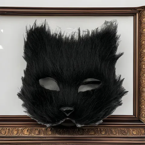Masque de Renard à Poils Longs Cosplay Halloween Fête Mascarade Demi Visage Animal Masque Mystérieux Déguisement Accessoire Pour Hommes Femmes