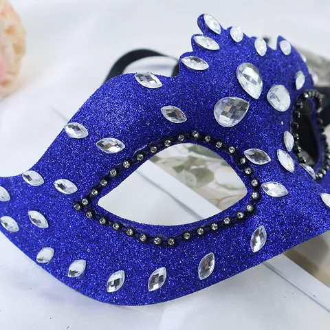Maschera a Corona della Mascherata Veneziana Plastica Strass Brillantini Motivo a Onde Mezza Maschera per Donna Costume Festa Spettacolo Accessori