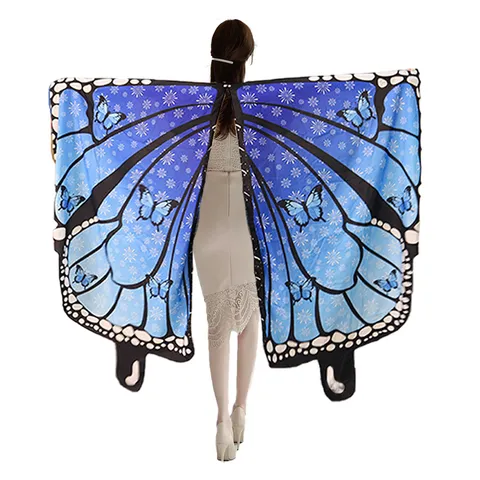 Halloween Kids Butterfly Wings Cape Decorative Printed Cloak Costume Props Shawl For Dance Performance Holiday Party Dress Up Accessories