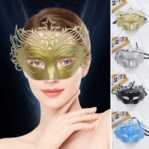 Vintage Plástico Corona Calado Mascarada Máscara Pintado con Spray Media Cara Ojo Máscara Para Halloween Disfraz Cosplay Fiesta Disfraz Baile Unisex