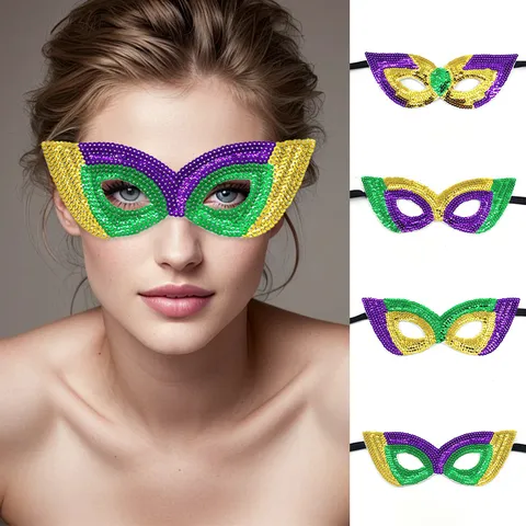 Mardi Gras Pailletten Half Masker Oogmasker New Orleans Carnaval Masquerade Feest Kostuum Accessoire Voor Vrouwen Mannen Multicolor Masker