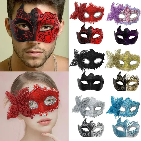 Klassiek Masquerade Masker Voor Koppels Mysterieus Kant Vlinder Half Gezicht Fantoom Masker Halloween Carnaval Feest Kostuums Requisieten Decor