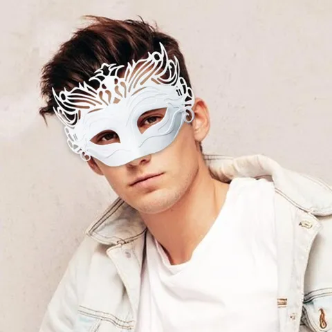 Vintage Witte Halfgelaatsmasker Voor Mannen Vrouwen Halloween Carnaval Feest Verkleed Requisieten Retro Plastic Masker
