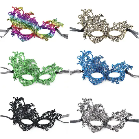 Masquerade Halfgelaatsmasker Set PVC Zorro Oogmasker Met Elegante Feniks Kant Venetiaanse Feestmaskers Voor Halloween Carnaval Festival Bal