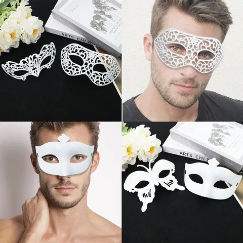 Vintage Witte Halfgelaatsmasker Voor Mannen Vrouwen Halloween Carnaval Feest Verkleed Requisieten Retro Plastic Masker