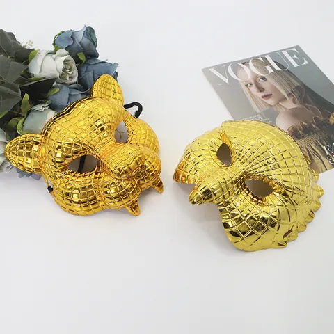 Gouden Dieren Masker Plastic Masquerade Halloween Carnaval Feestartikelen Leeuw Luipaard Uil Vorm Metallic Masker Kostuum Accessoire