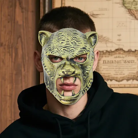 Halloween Tier Kunststoff Vollgesichtsmaske Realistische Leopard Gorilla Cosplay Maskerade Punk Distressed Performance Kostüm Requisiten