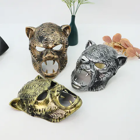 Halloween Tier Kunststoff Vollgesichtsmaske Realistische Leopard Gorilla Cosplay Maskerade Punk Distressed Performance Kostüm Requisiten