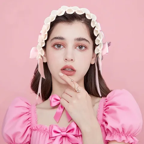 Zoete Lolita Strik Haarclip Met Kant Ruches Metalen Kruis Hanger Leuke Lint Hoofddeksels Voor Feest Cosplay Vrouwen