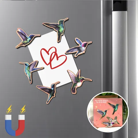 Houten Magnetische Koelkaststickers Cartoon Vluchtende Vogel Keuken Huis Decoratieve Schattige Dieren Magnetische Decals