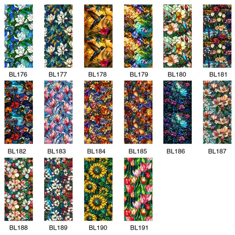 Stained Glass Window Film Floral Botanical Sun Protection Static Cling Window Sticker For Living Room Bathroom Home Decor