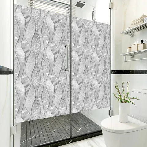 Película Para Ventana De Adhesivo Estático Esmerilado Privacidad Adhesivo De Vidrio Extraíble Decorativo Para Hogar Baño Sala De Estar
