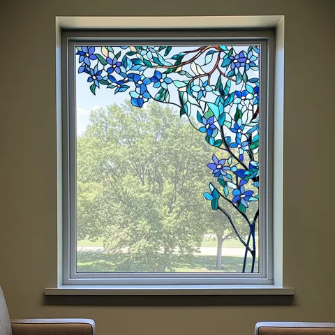 Statische Buntglas Fensterfolie Dekorative Florale Privatsphäre Abnehmbarer Glasaufkleber Für Zuhause Heimdekoration