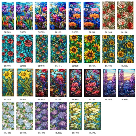 Decorative Stained Glass Window Film Static Cling Non Adhesive Floral Pattern Privacy Window Sticker For Home Decor