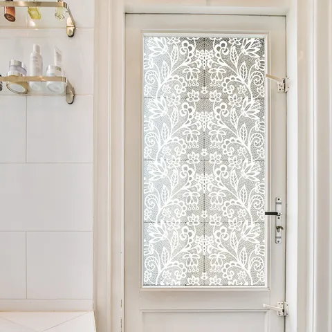 Static Cling Window Film Lace Pattern Frosted Privacy Window Sticker Removable Glass Decal for Home Living Room