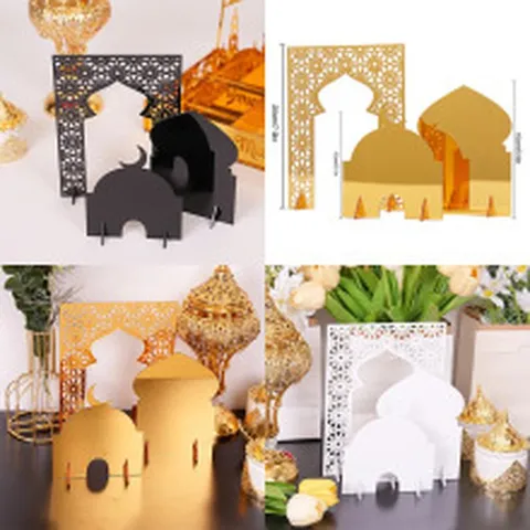 Acrylic Middle Eastern Culture Architecture Ramadan Eid Mubarak Desktop Display Stand Ornament Home Decor