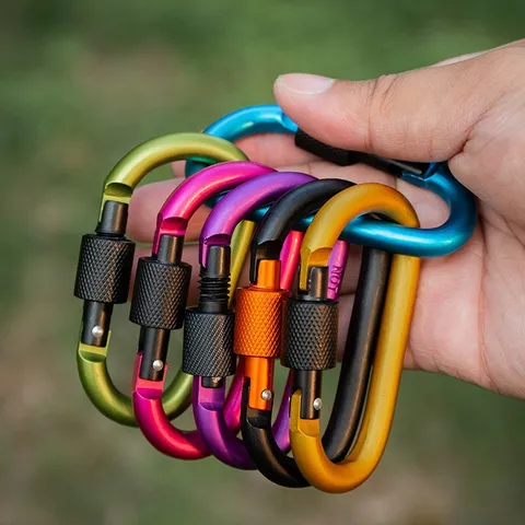 Outdoor Aluminium Alloy D Ring Carabiner Screw Lock Camping Clip Key Chain Hook Spring Snap Hook Hiking Equipment
