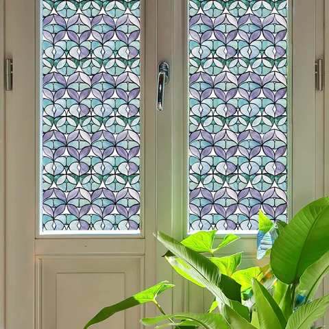 3D Painted Relief Window Glass Sticker Decorative Static Cling PVC Window Film For Home Living Room Bathroom