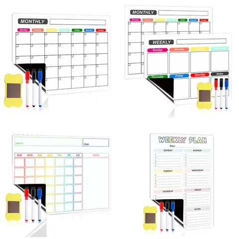 Magnetic Refrigerator Calendar Planner Dry Erase Monthly Weekly Memo Board Soft Magnetic Schedule Sticker For Kitchen