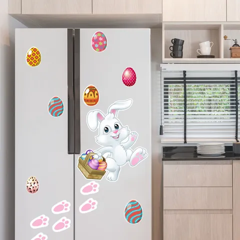 Easter St Patrick Day Magnetic Refrigerator Sticker Rabbit Egg Clover Waterproof Reusable Home Decor Wall Door Sticker