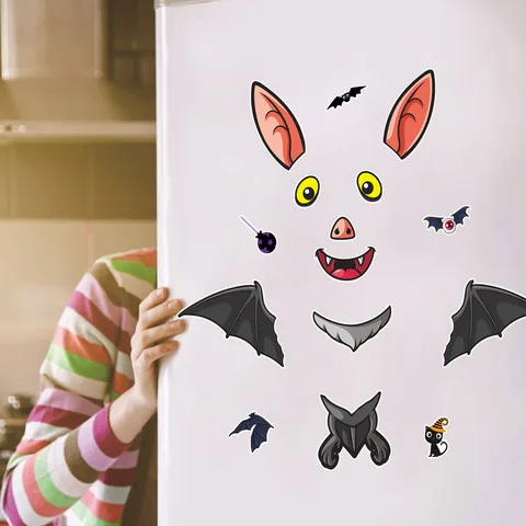 Halloween Pipistrello Magnetico Adesivo per Frigorifero Impermeabile Cartone Animato Frigo Decalcomania Garage Porta Parete Decorazione Festival Forniture per Feste