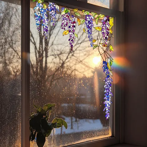 Statische Buntglas Fensterfolie Dekorative Florale Privatsphäre Abnehmbarer Glasaufkleber Für Zuhause Heimdekoration