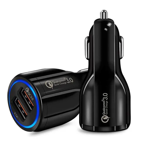 Mini Dual USB Car Charger Fast Charging Adapter with LED Light Universal Auto Mobile Phone Power Supply