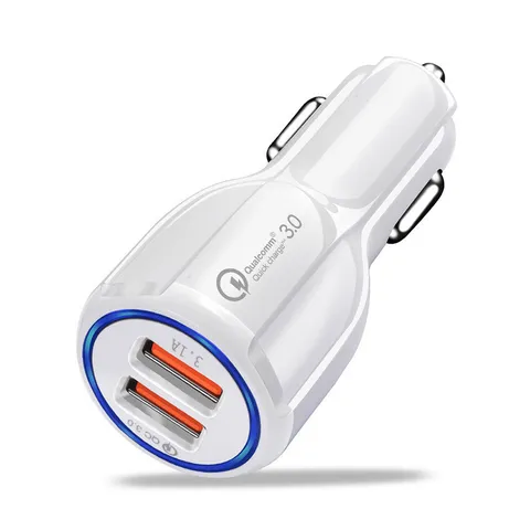 Mini Dual USB Car Charger Fast Charging Adapter with LED Light Universal Auto Mobile Phone Power Supply