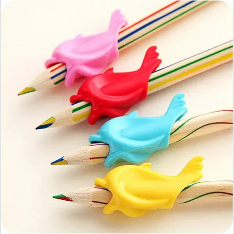 Ergonomic Silicone Pencil Grip For Kids Students Writing Posture Correction Cute Little Fish Pen Holder Stationery Tool