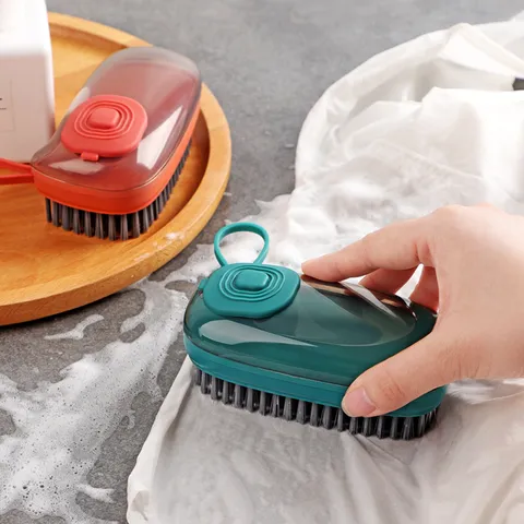 Multi-Functional Liquid Dispensing Cleaning Brush Household Press Type Laundry Brush Shoe Brush Pot Cleaning Brush Tool