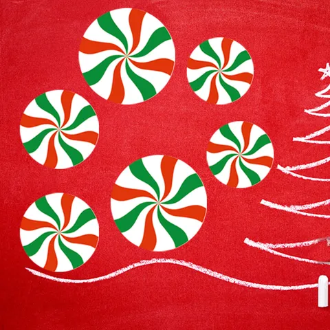 Christmas Candy Wall Stickers Nordic Style Round Self Adhesive Waterproof Tile Floor Decals Holiday Home Decor