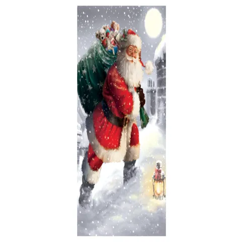 Pegatina de Puerta 3D de Navidad Papel Pintado Extraíble Papá Noel Escena de Nieve PVC Impermeable Decoración Salón Hogar