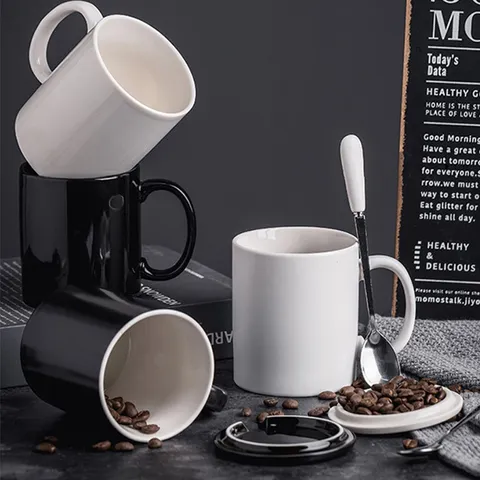 Modern Minimalist Ceramic Coffee Mug Office Tea And Milk Cup With Handle Solid Color Drinkware Ceramic Cup