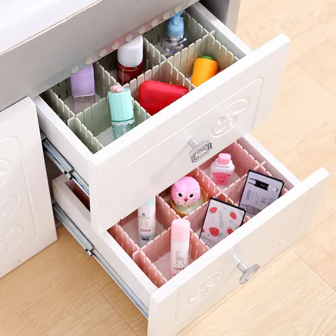 Adjustable Plastic Drawer Divider Grid DIY Storage Partition Organizer For Underwear Socks Makeup Office Supplies