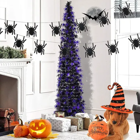 Halloween Spinnen Girlande Perle Papier 3D Spinnen Banner Party Dekoration Fenster Wandaufkleber Heimdekoration