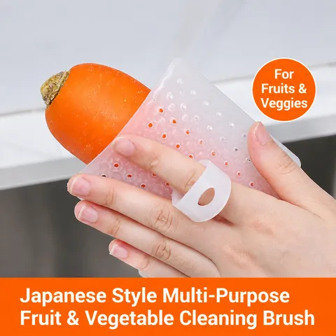 Multifunctional Finger Sleeve Vegetable Fruit Cleaning Brush Flexible Silicone Kitchen Dish Washing Scrub Brush