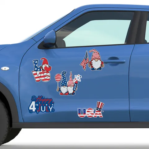 Quarto di Luglio Gnomo Magnetico Riflettente Adesivo per Auto Calamita per Frigo Giorno dell'Indipendenza Decorazione
