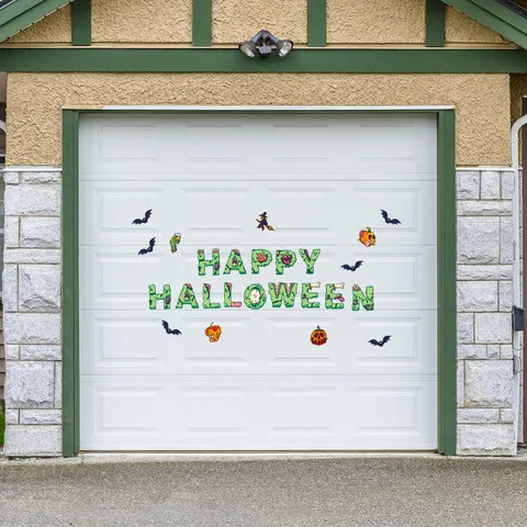 Halloween Autocollants Magnétiques pour Porte de Garage Lettres Zombie Effrayantes Citrouille Chauve-Souris Décorations Imperméable Fête