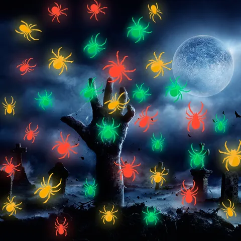 Halloween 3D Luminous Glow In The Dark Spider Wall Stickers Fluorescent Decals Party Window Home Decor Waterproof