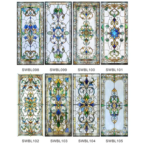 Victorian Style Stained Glass Window Film Glue-Free Electrostatic Decorative Glass Sticker Floral Window Decal For Home Decor