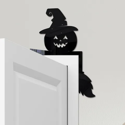 Schwarzes Acryl Halloween Wandaufkleber Hexe Kürbis Schalter Aufkleber Spiegel Aufkleber Heimdekoration Partybedarf