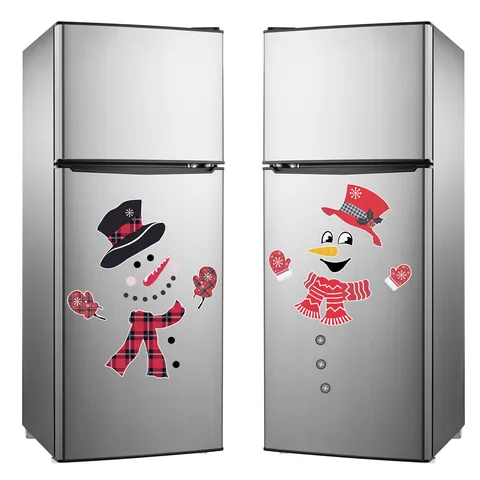 Christmas Reflective Magnetic Snowman Refrigerator Sticker Garage Door Decal