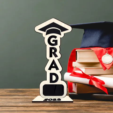 Letrero de Mesa de Graduación de Madera 2025 Sombrero de Graduado Adorno de Escritorio Celebración Decoración