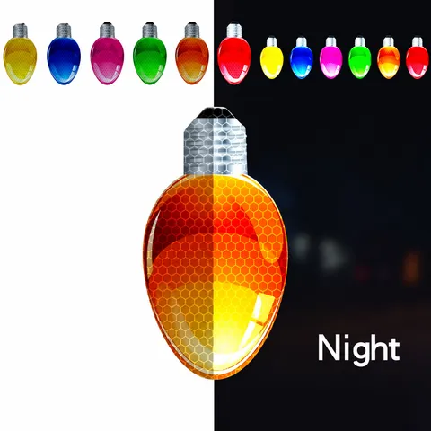 Christmas Reflective Magnetic Light Bulb Car Decals Refrigerator Stickers Holiday Party Garage Door Decor Supplies